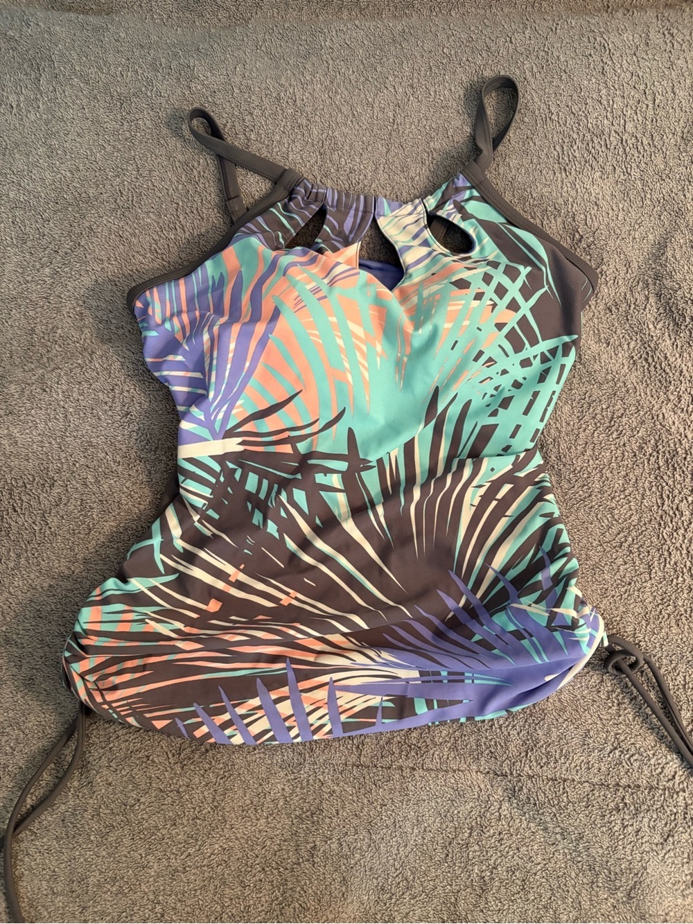 Free Country Tankini Women’s Small 4/6 High Neckline Keyhole Cutout Tropical